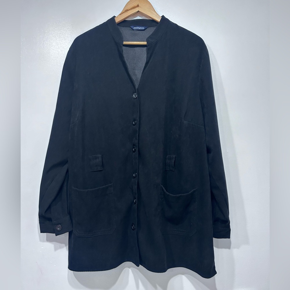 Vintage‎ Pennington Women’s Black Button-Up Long Blazer Jacket Size 2X
